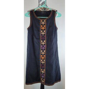 THML Antropologie Halter Dress Linen Blend Mini Boho Sz Xs Embroidered
